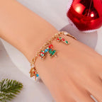 Santa Claus Bracelet Christmas Trees Snowman Gold 1