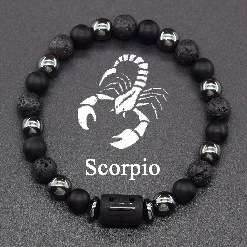 12 Constellations Zodiac Sign Beaded Bracelet scorpion