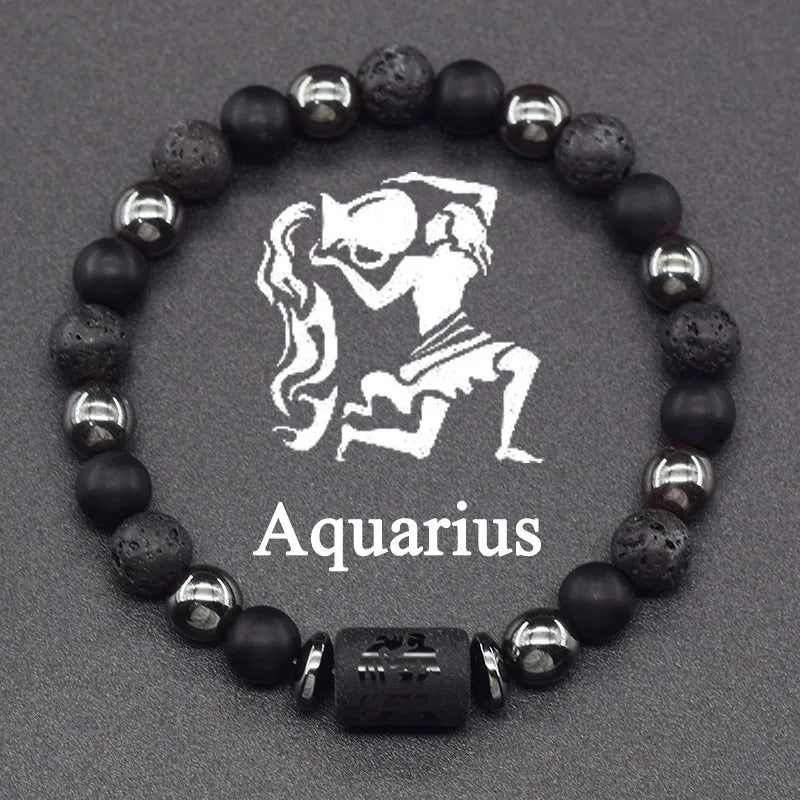 12 Constellations Zodiac Sign Beaded Bracelet aquarius