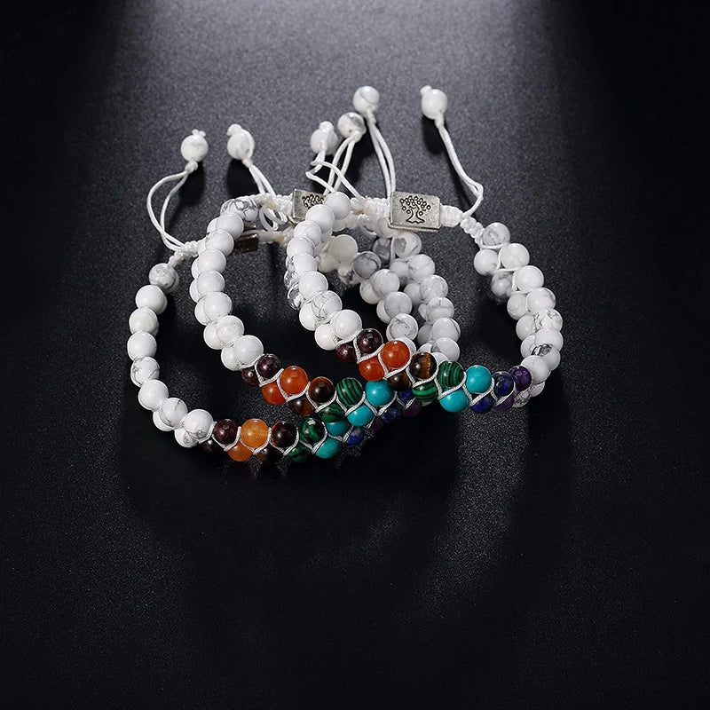 White 7 Chakras Stone Bracelet