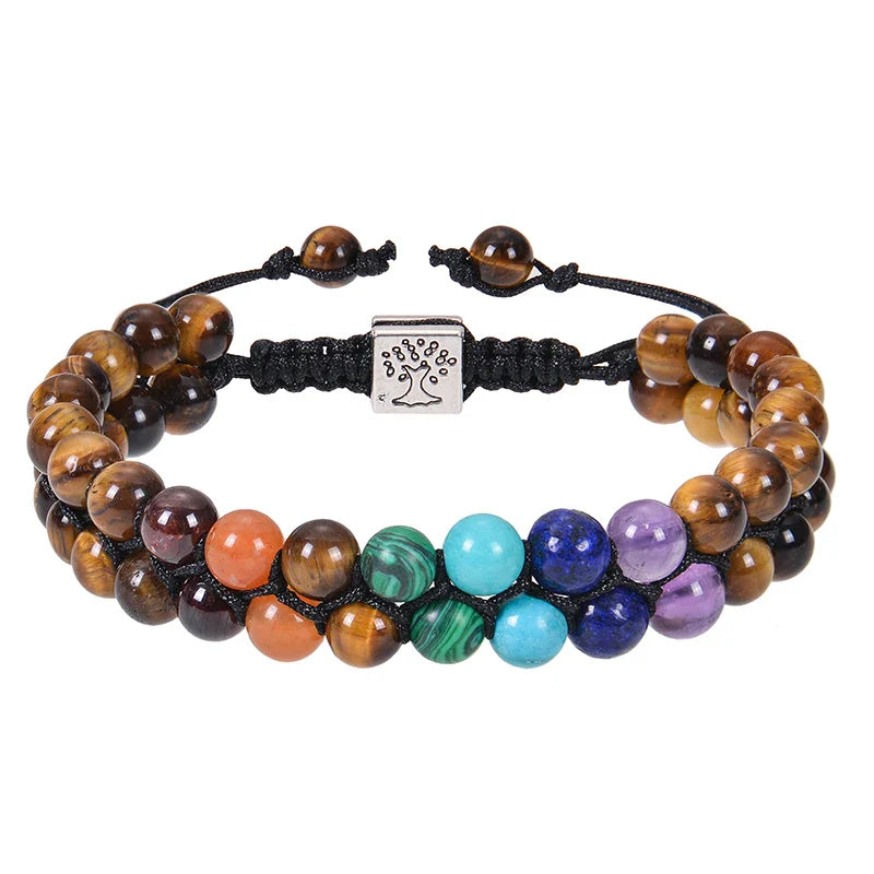 7 Chakras Tiger Eye Stone Bracelet
