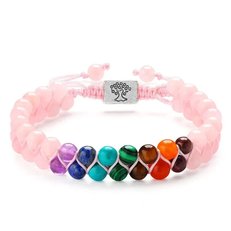 Pink 7 Chakras Stone Bracelet