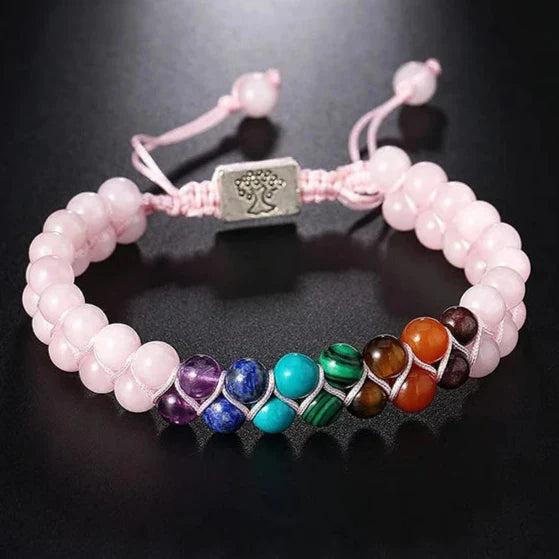 Pink 7 Chakras Stone Bracelet