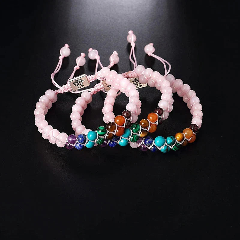 Pink 7 Chakras Stone Bracelet