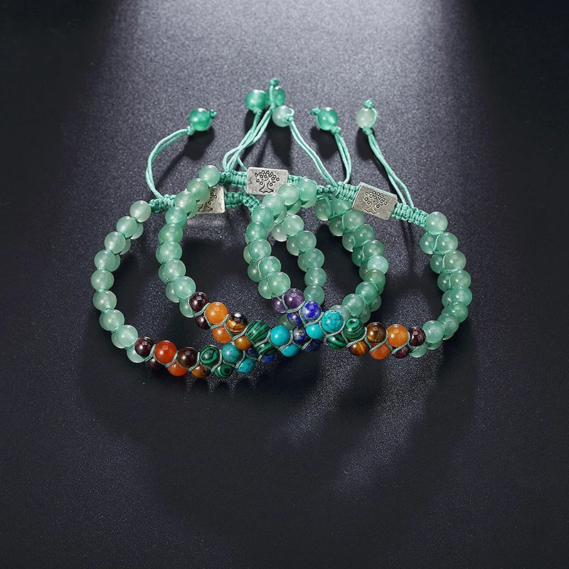 Green 7 Chakras Stone Bracelet