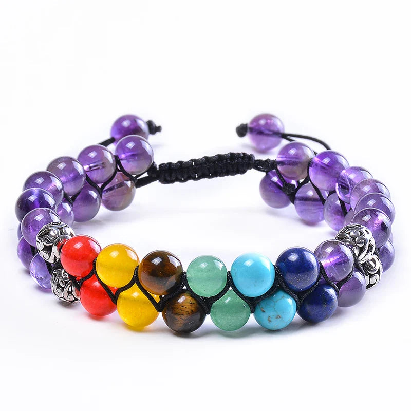 Violet 7 Chakras Stone Bracelet