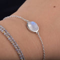 Moonstone Bracelet in Sterling Silver Curb Chain Fertility