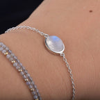Moonstone Bracelet in Sterling Silver Curb Chain Fertility