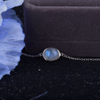 Moonstone Bracelet in Sterling Silver Curb Chain Fertility