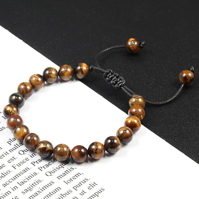 Tiger Eye Stone Bracelet with ID Plate