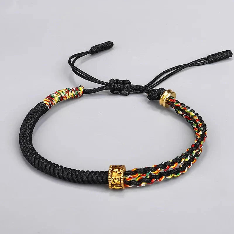 Black Tibetan Buddhist Braided Curb Bracelet