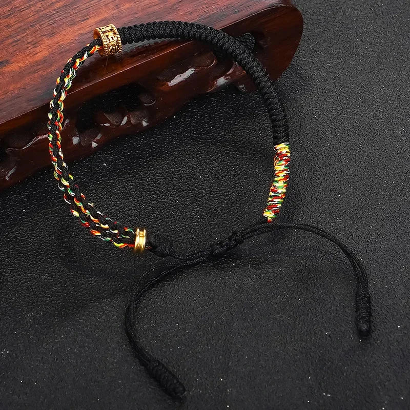 Black Tibetan Buddhist Braided Curb Bracelet