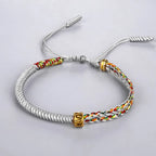 Grey Tibetan Buddhist Braided Curb Bracelet