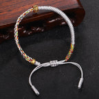 Grey Tibetan Buddhist Braided Curb Bracelet