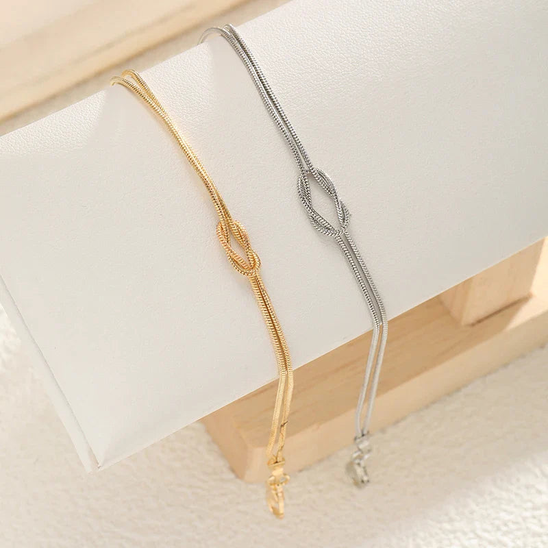 Couple Bracelet Interlocked Knot in Gold and Silver (Set of 2 Bracelets)
