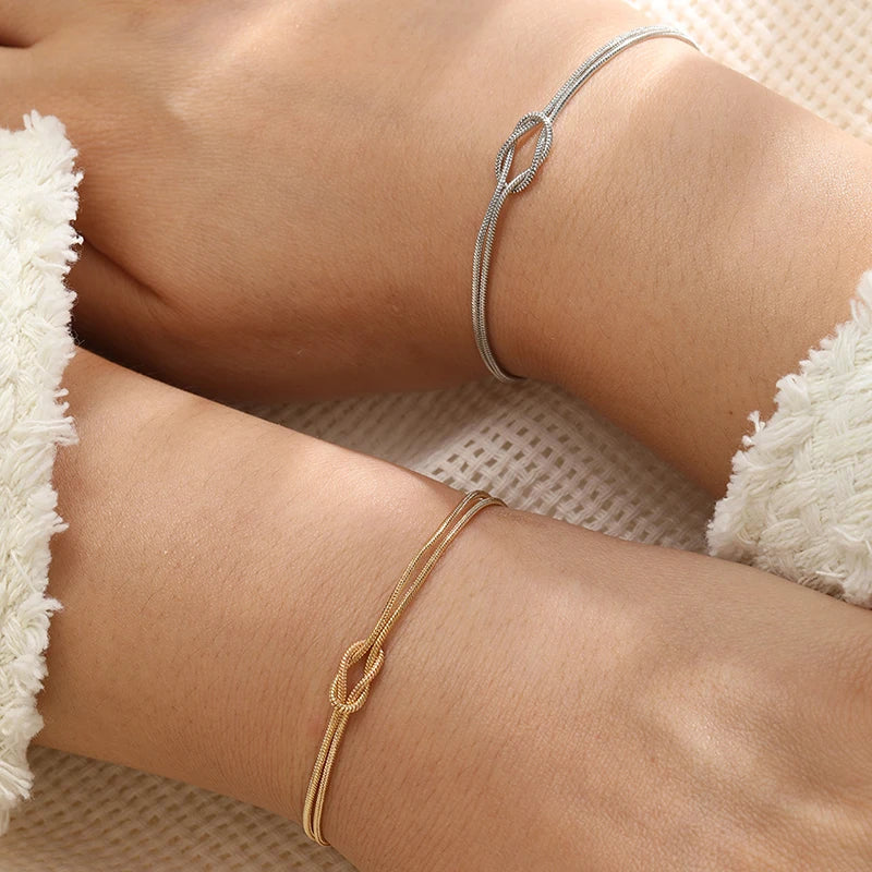 Couple Bracelet Interlocked Knot in Gold and Silver (Set of 2 Bracelets)