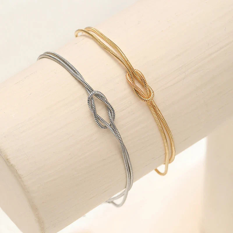 Couple Bracelet Interlocked Knot in Gold and Silver (Set of 2 Bracelets)