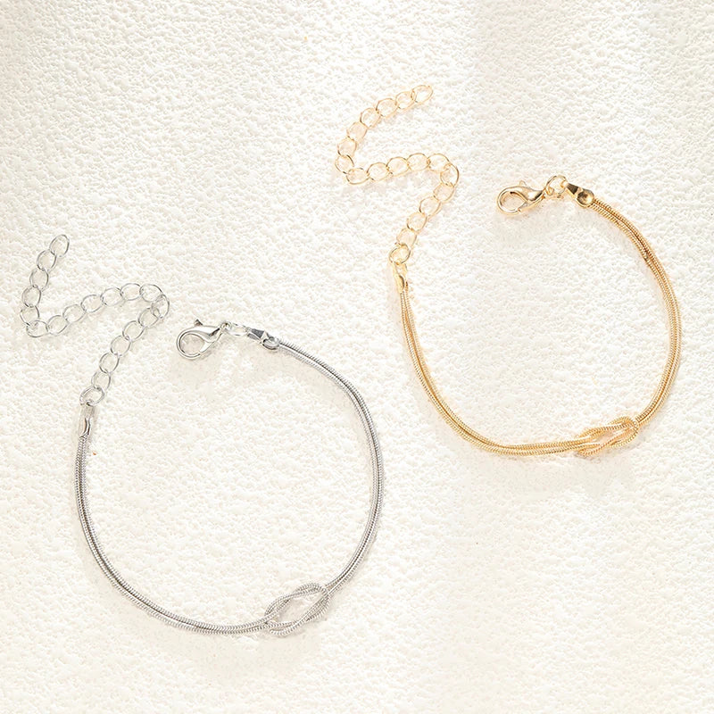Couple Bracelet Interlocked Knot in Gold and Silver (Set of 2 Bracelets)