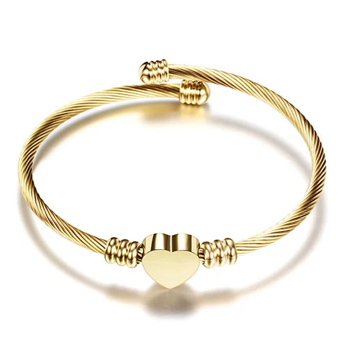 Adjustable Heart Link Bracelet for Women Gold