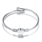 Adjustable Heart Link Bracelet for Women Silver