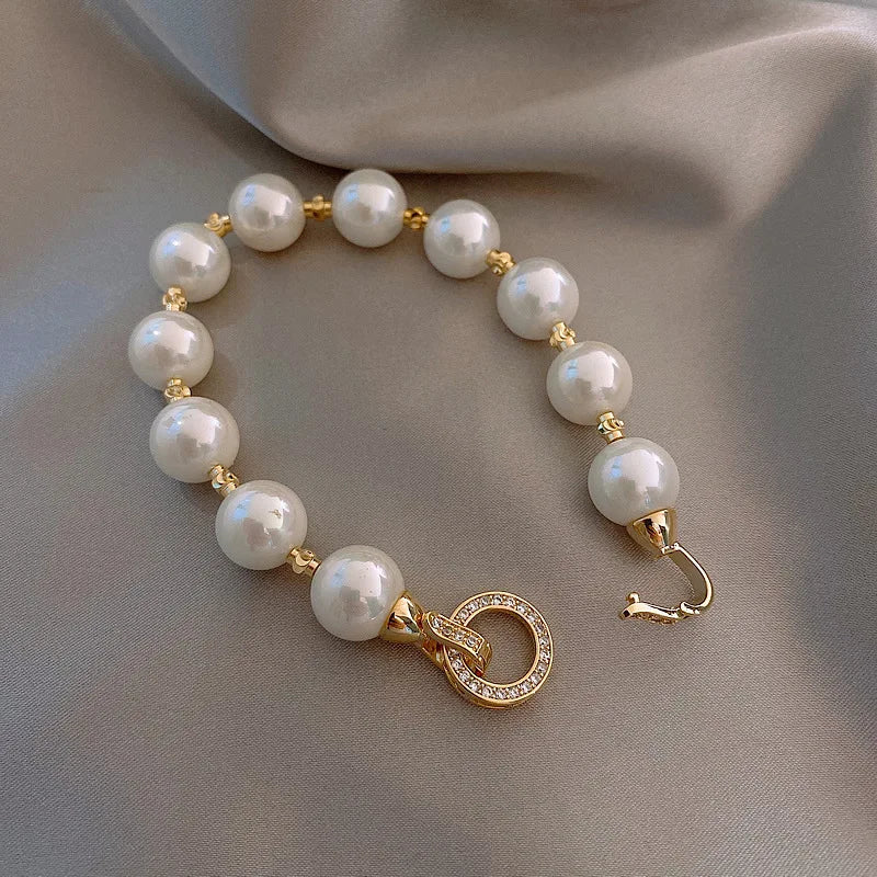 Retro Beaded and Zircon Bracelet