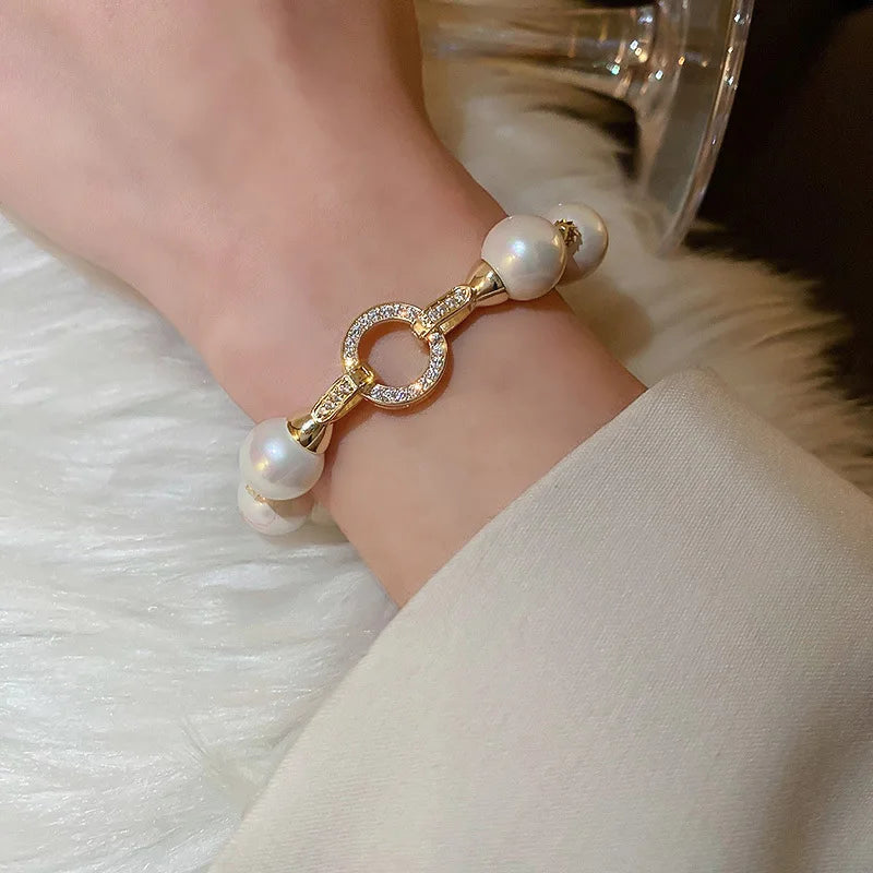 Retro Beaded and Zircon Bracelet