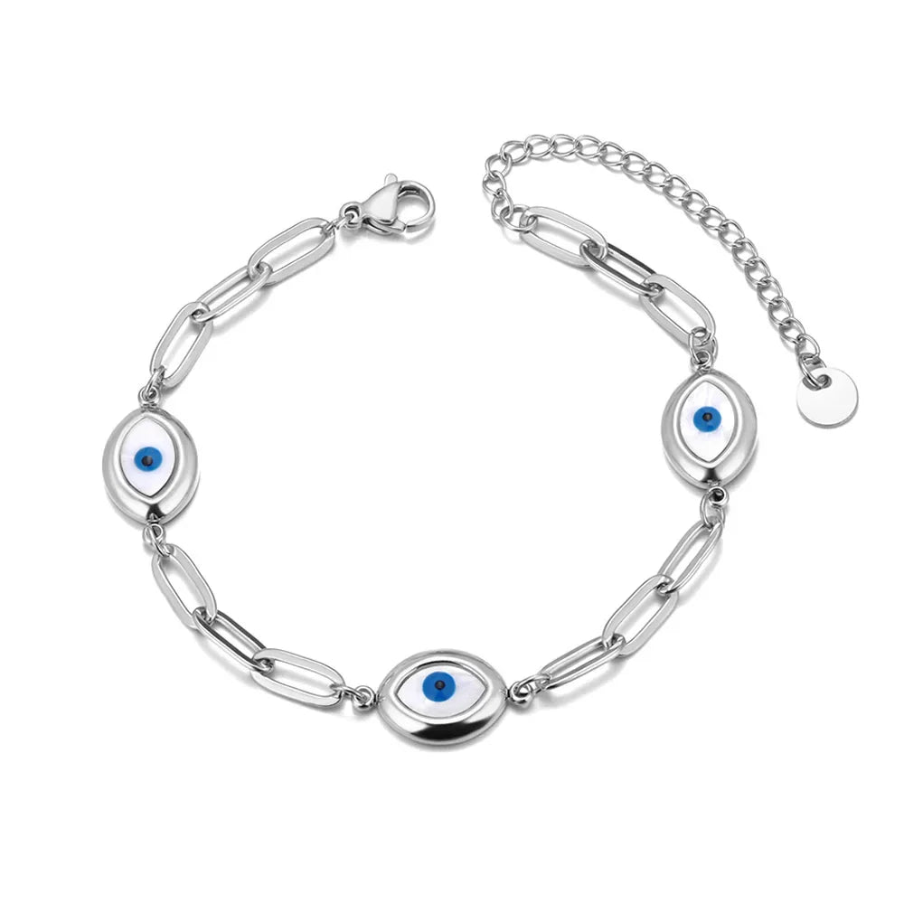 Retro Evil Eye Silver Bracelet