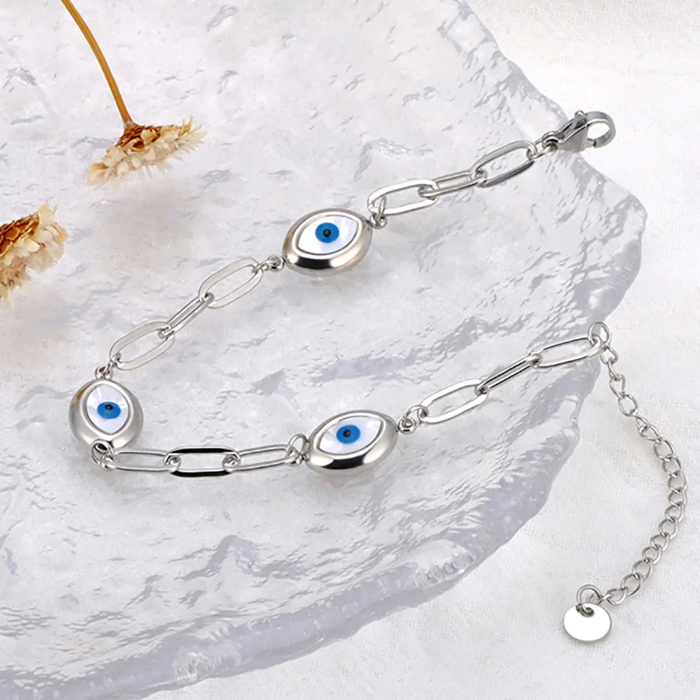 Retro Evil Eye Silver Bracelet