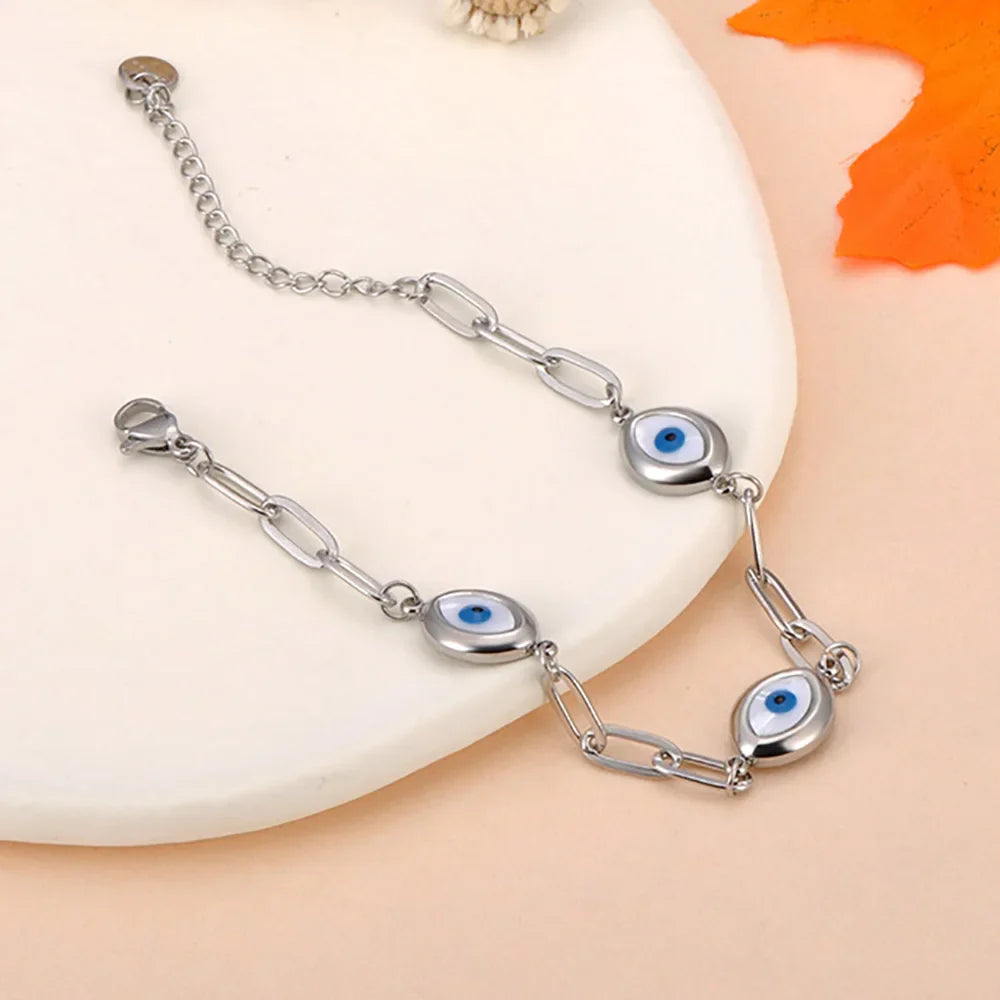 Retro Evil Eye Silver Bracelet
