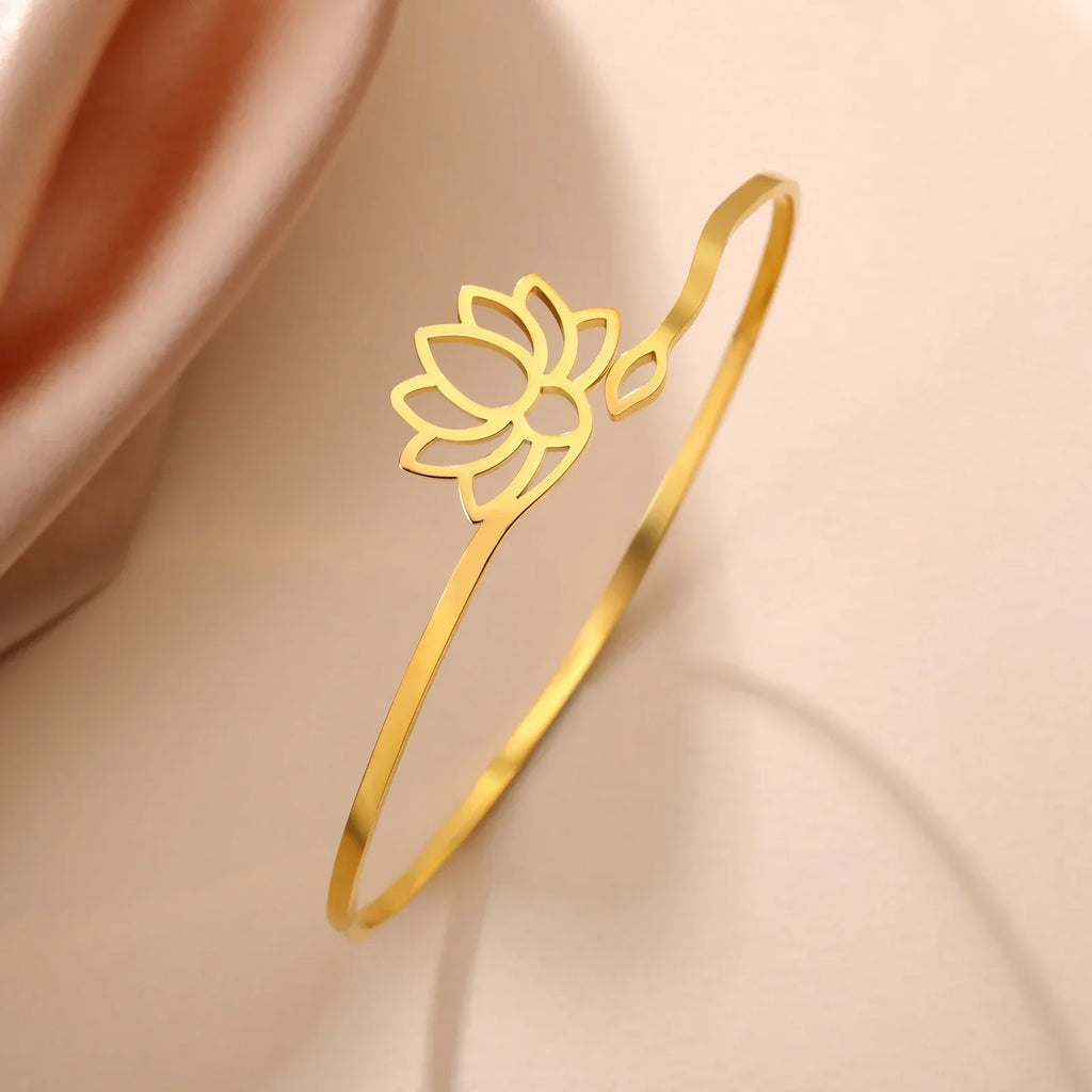 Women's Lotus Flower Gold Bangle