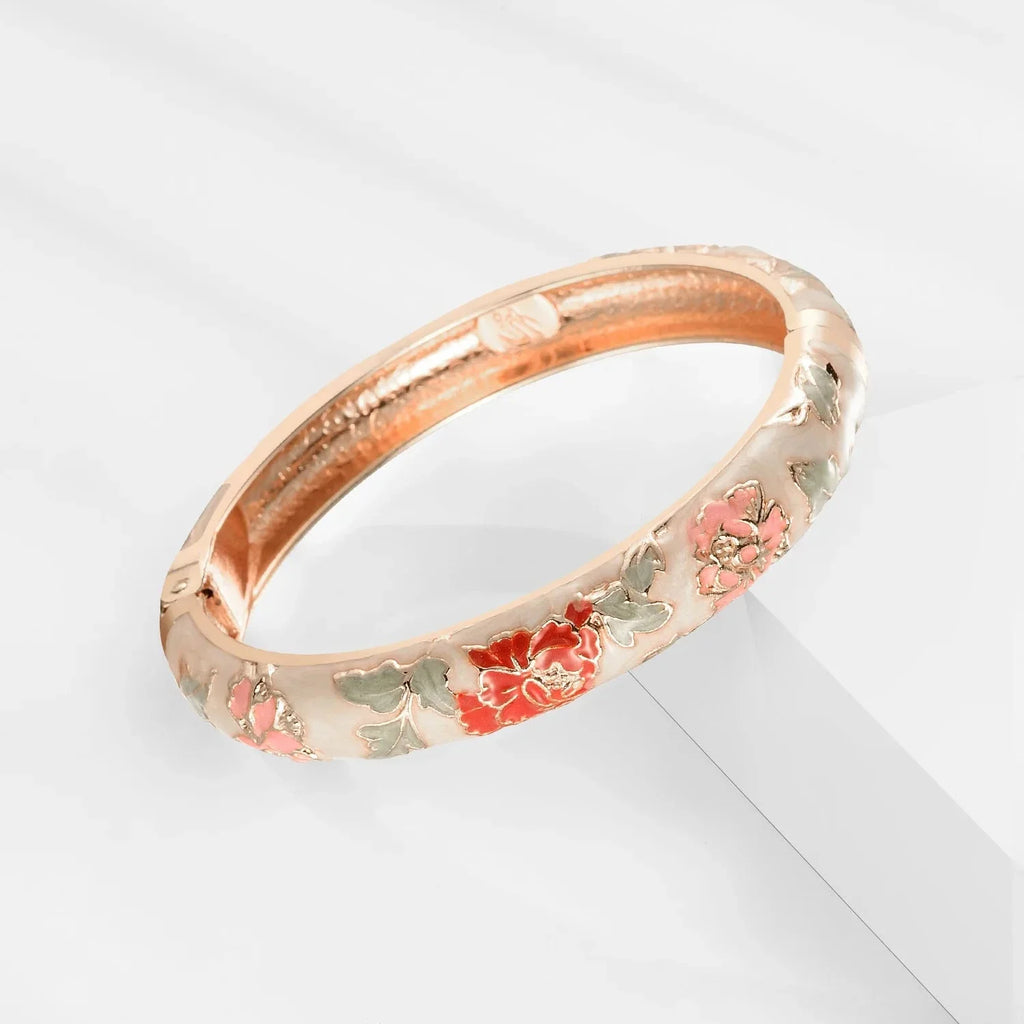 Romantic Link Bracelet Flowers Orange