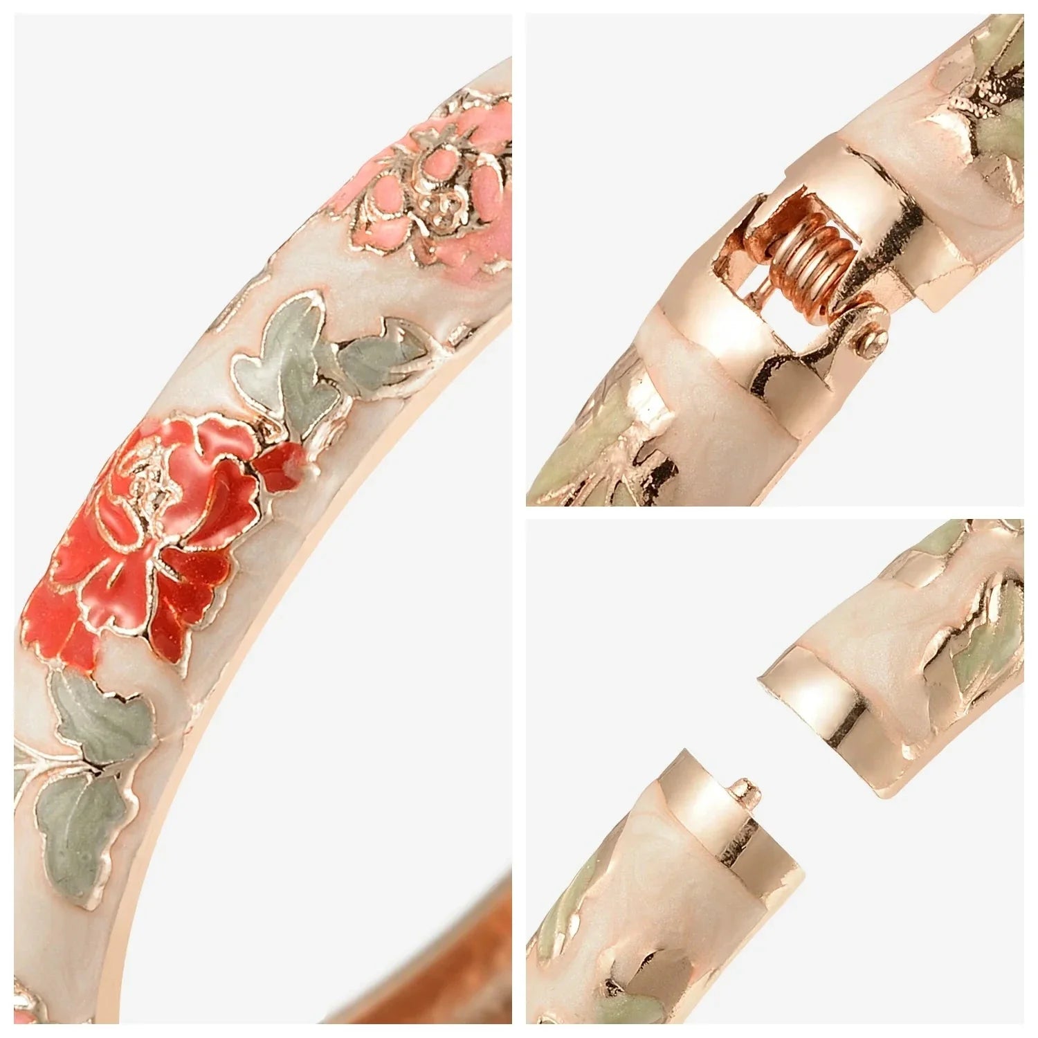 Romantic Link Bracelet Flowers Orange