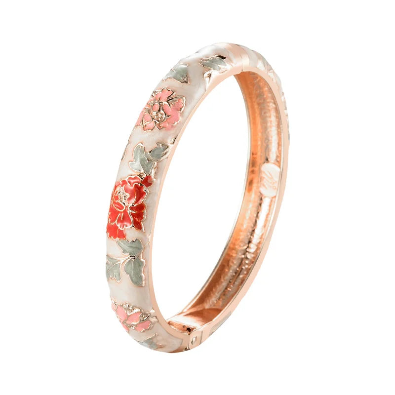 Romantic Link Bracelet Flowers Orange