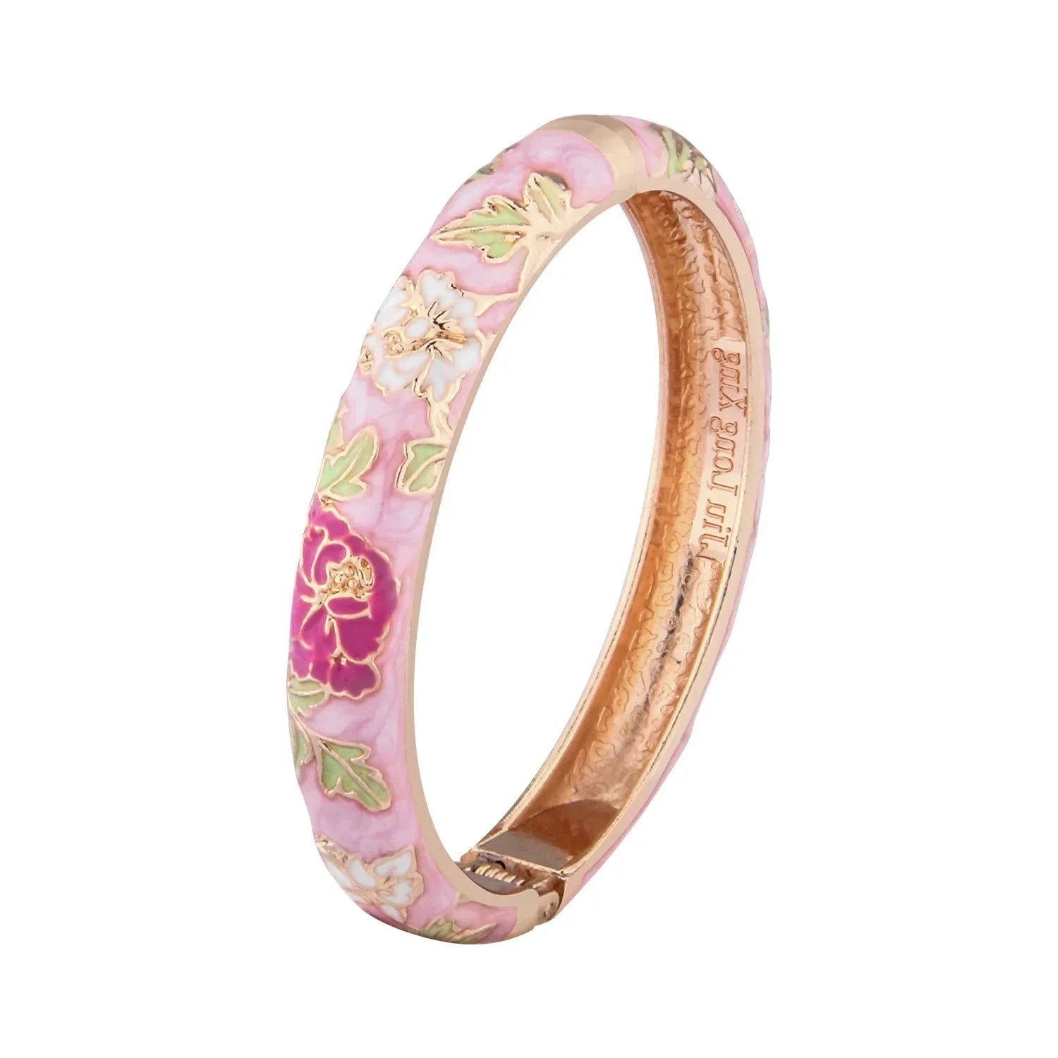 Romantic Link Bracelet Flowers Pink