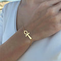 Egyptian-Style Bracelet with Gold Ankh Cross
