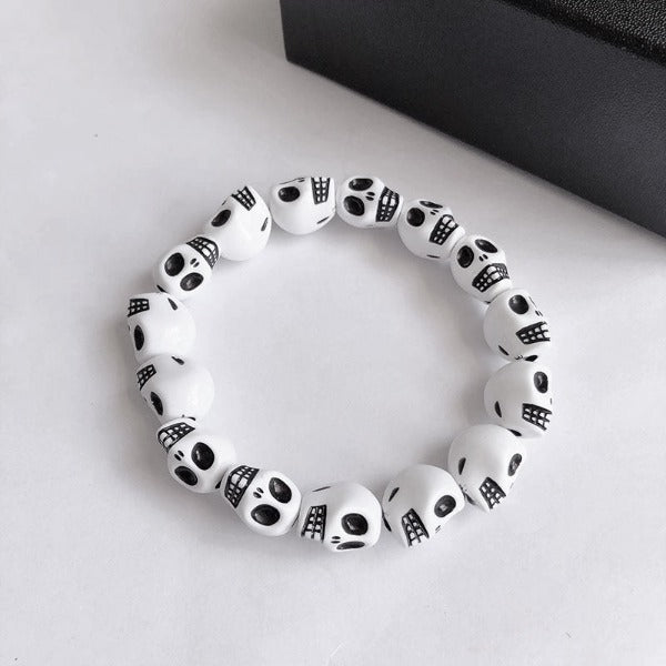 White White & Black Skull Bracelet