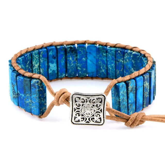 Tibetan Protection Bracelet in Natural Sapphire Stone