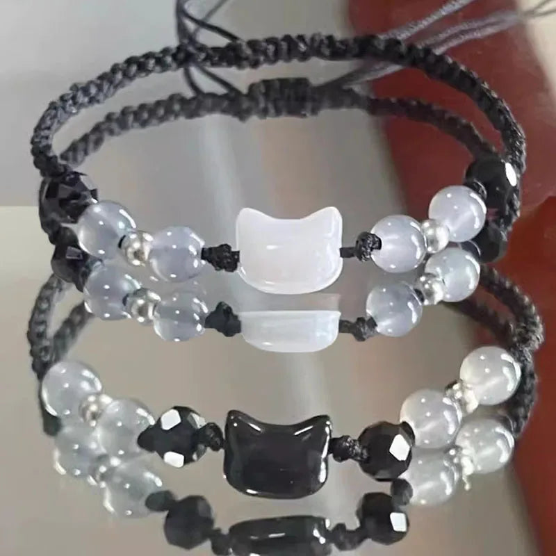 Braided Bracelet Black Moonstone Cat 1