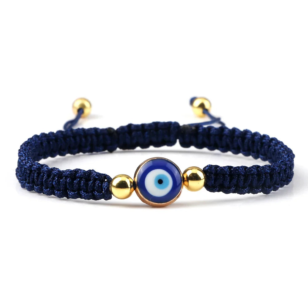 Blue Evil Eye Braided Bracelet Blue and Gold