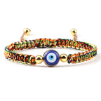Blue Evil Eye Braided Bracelet Multicolor and Gold
