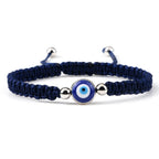 Blue Evil Eye Braided Bracelet Blue and Silver