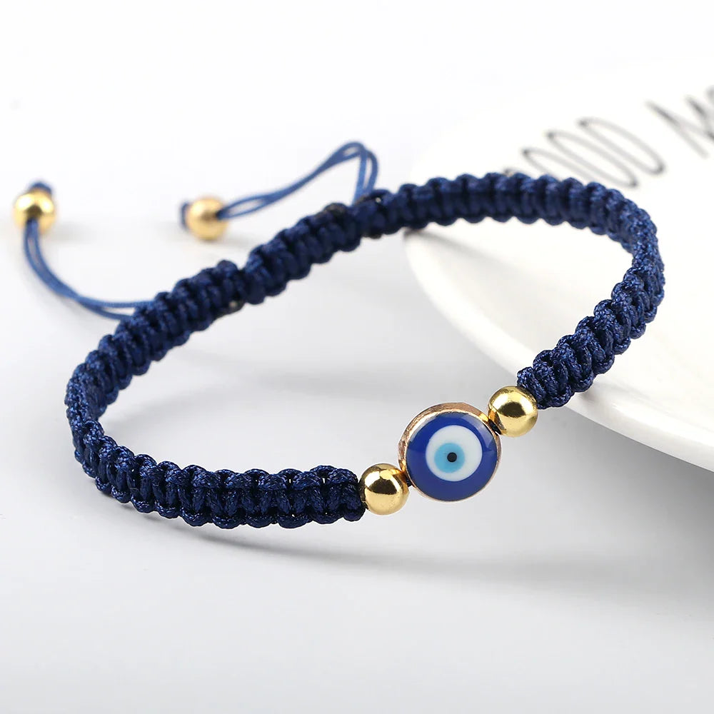 Blue Evil Eye Braided Bracelet Blue and Gold