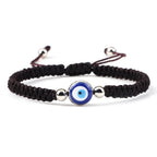Blue Evil Eye Braided Bracelet Brown and Silver