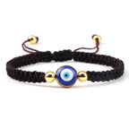 Blue Evil Eye Braided Bracelet Brown and Gold