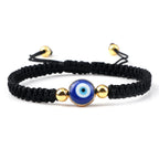 Blue Evil Eye Braided Bracelet Black and Gold