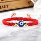 Blue Evil Eye Braided Bracelet Red and Gold