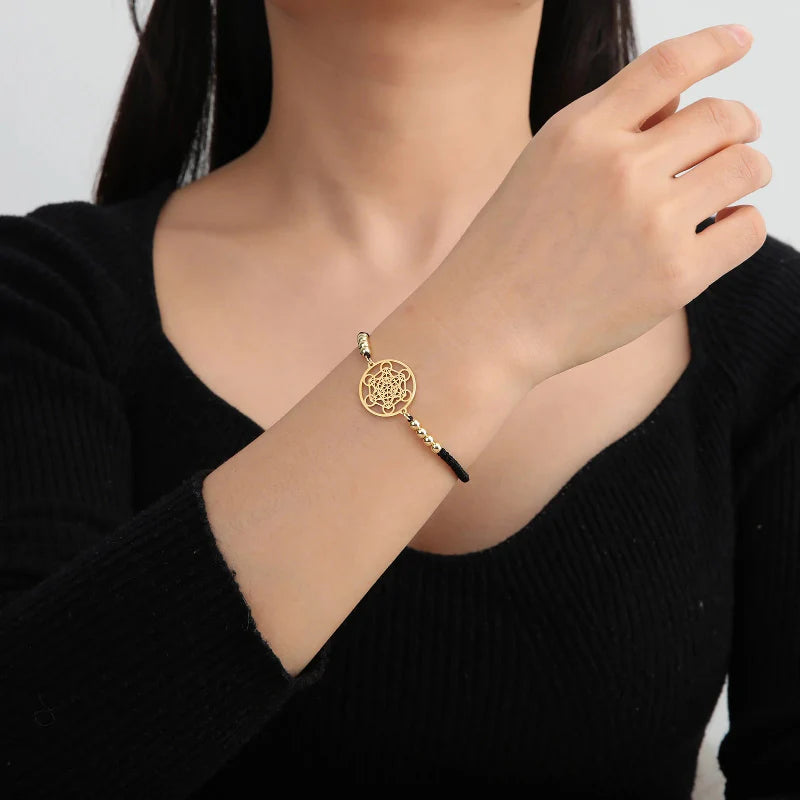 Women's Colorful Bracelet Metatron's Cube Black