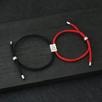 Braided Curb Bracelets for Couples "Love" red and black