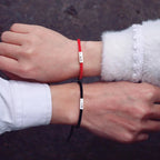Braided Curb Bracelets for Couples "Love" red and black