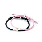 Braided Curb Bracelets for Couples "Love" pink and black